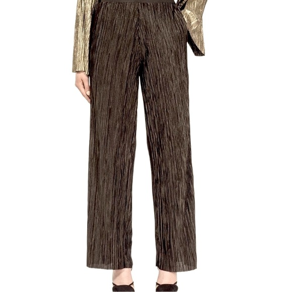 Plisse Pants Pull-On Metallic Pants Black/Gold/Brown NWOT Large Balletco… - Picture 3 of 12